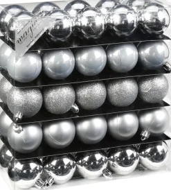 Weihnachtskugeln Kunststoff 5cm/50Stk. Silver