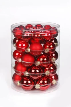 Weihnachtskugeln Rot 4+5+6cm/44Stk.