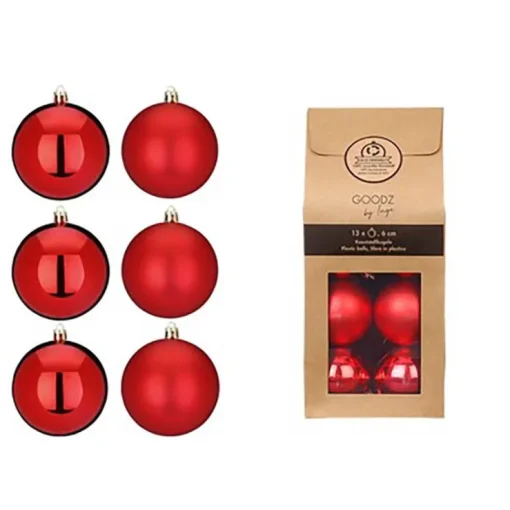 Weihnachtskugeln Rot Kunststoff 6cm/13Stk.