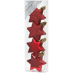 Weihnachtskugeln Rot Kunststoff Stern 6cm/8Stk. bruchsicher