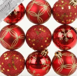 Weihnachtskugeln Rot Kunststoff 6cm/9Stk. bruchsicher