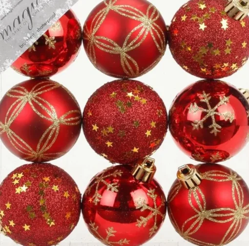 Weihnachtskugeln Rot Kunststoff 6cm/9Stk. bruchsicher
