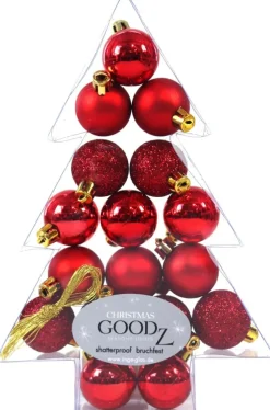 Weihnachtskugeln Rot Kunststoff 3cm/17Stk. bruchsicher