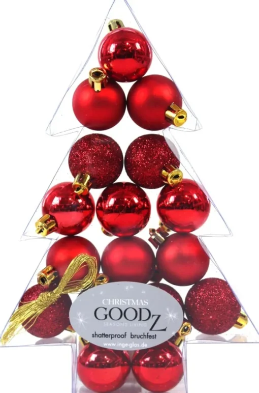Weihnachtskugeln Rot Kunststoff 3cm/17Stk. bruchsicher