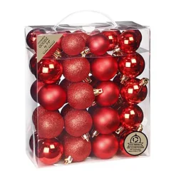 Weihnachtskugeln Rot Kunststoff 4+5cm/44Stk.