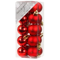 Weihnachtskugeln Rot Kunststoff 3cm/20Stk. bruchsicher