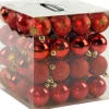 Weihnachtskugeln Rot Mix Kunststoff 6cm/64Stk. bruchsicher