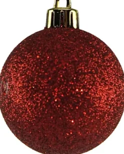 Weihnachtskugeln Rot Mix Kunststoff 6cm/64Stk. bruchsicher