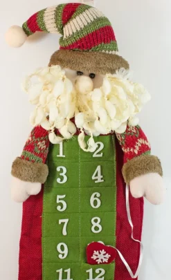Weihnachtsmann Adventskalender zum Befüllen - Rot Grün 75 cm