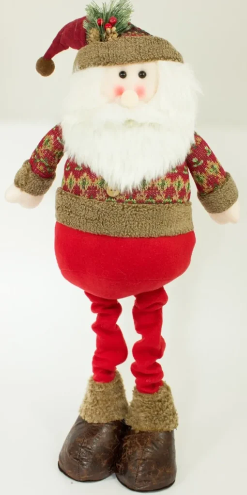 Weihnachtsmann Dekofigur für Advent und Weihnachten - Stehfigur mit ausziehbaren Beinen - 80 x 34 cm
