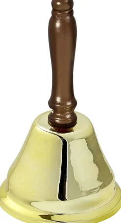 Weihnachtsmann Glocke 15 cm | Gold mit schwarzem Griff