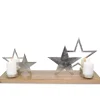 XL Holz Adventskerzenhalter mit Sternen - Silber 68x20x30 cm | 24614 - Adventskranz