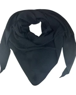 XL Strick Dreieckstuch - Schal mit Reismuster 200 x 80 cm | Schwarz