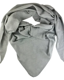 XL Strick Dreieckstuch - Schal mit Reismuster 200 x 80 cm | Silbergrau