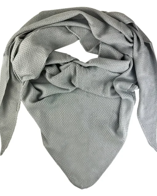 XL Strick Dreieckstuch - Schal mit Reismuster 200 x 80 cm | Silbergrau