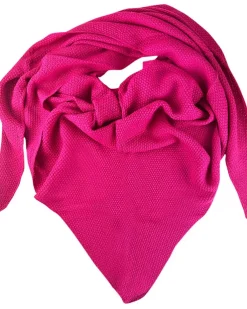 XL Strick Dreieckstuch - Schal mit Reismuster 200 x 80 cm | Pink