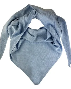 XL Strick Dreieckstuch - Schal mit Reismuster 200 x 80 cm | Hellblau