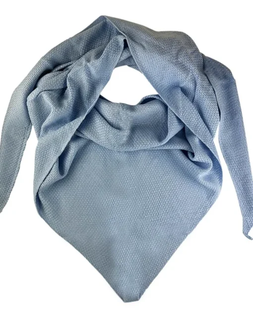 XL Strick Dreieckstuch - Schal mit Reismuster 200 x 80 cm | Hellblau